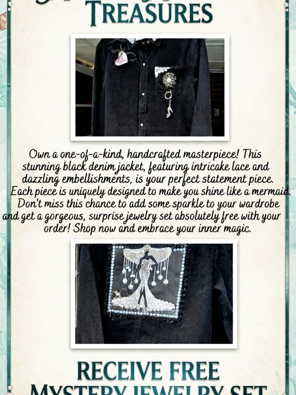 Black Embellished Denim Jacket - Women